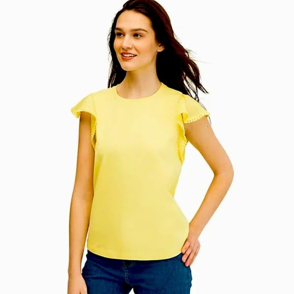 NWT Kate Spade yellow flutter sleeve tee. Size XS in Brightlemon